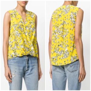 Rag & Bone Victor Silk Floral Top yellow XXS